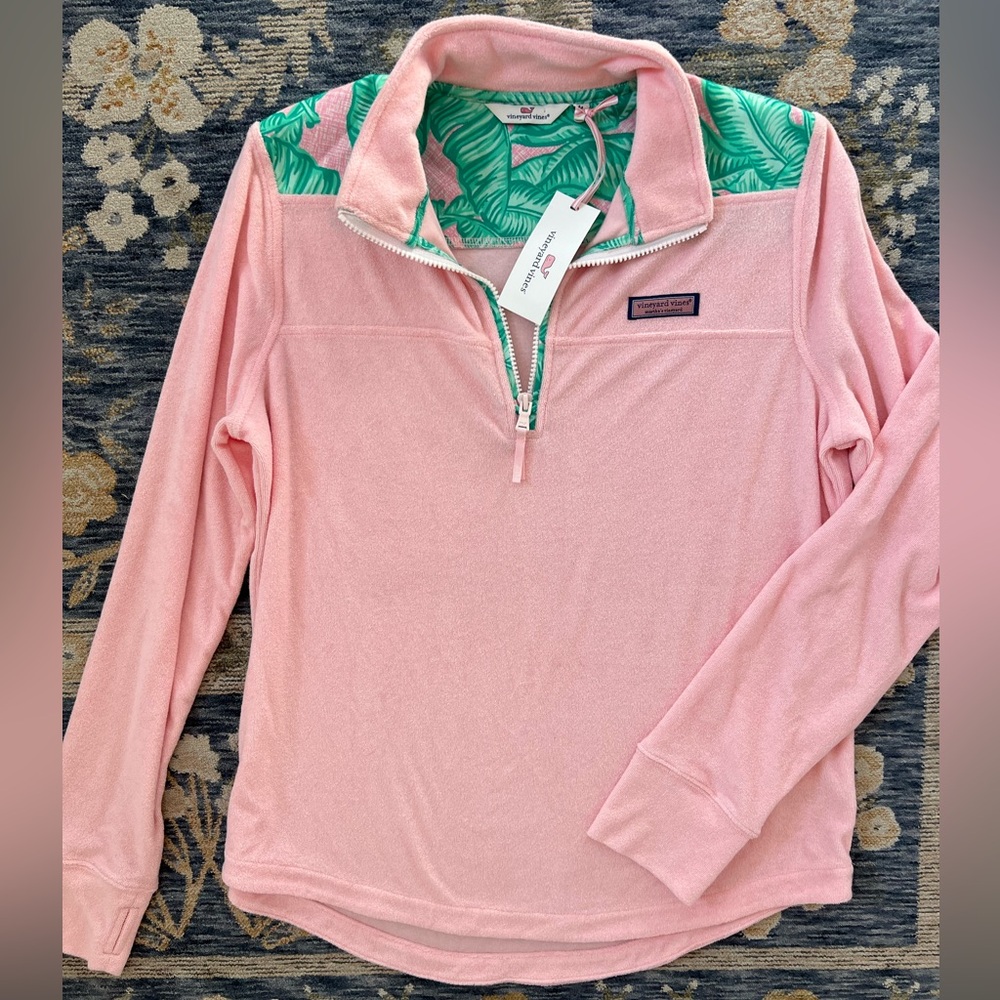 Vineyard Vines Banana Leaf Terry Cloth Quarter Zip